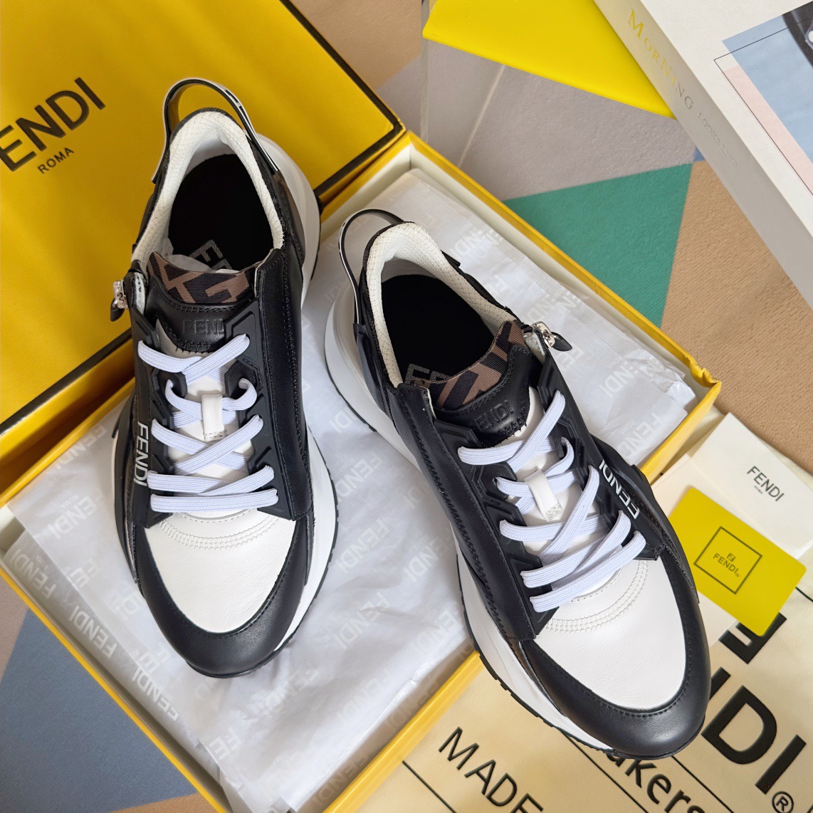Fendi Style Black Leather Men's Shoes Lookbook Reference image 1