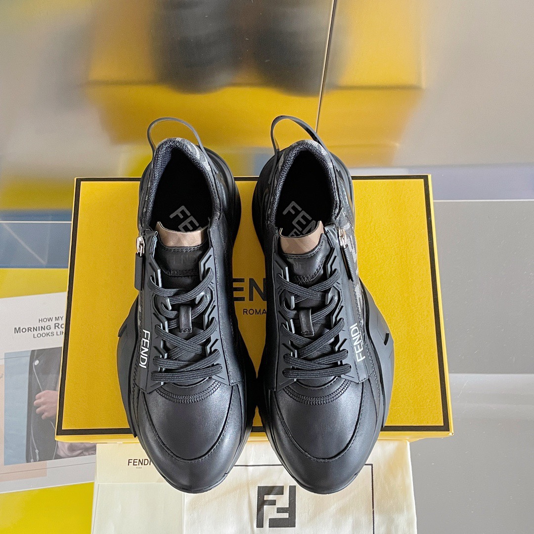 Fendi Style Black Leather Men's Shoes style reference detail image 7 from source 781756