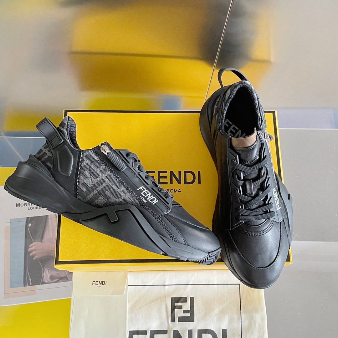Fendi Style Black Leather Men's Shoes Lookbook Reference image 2