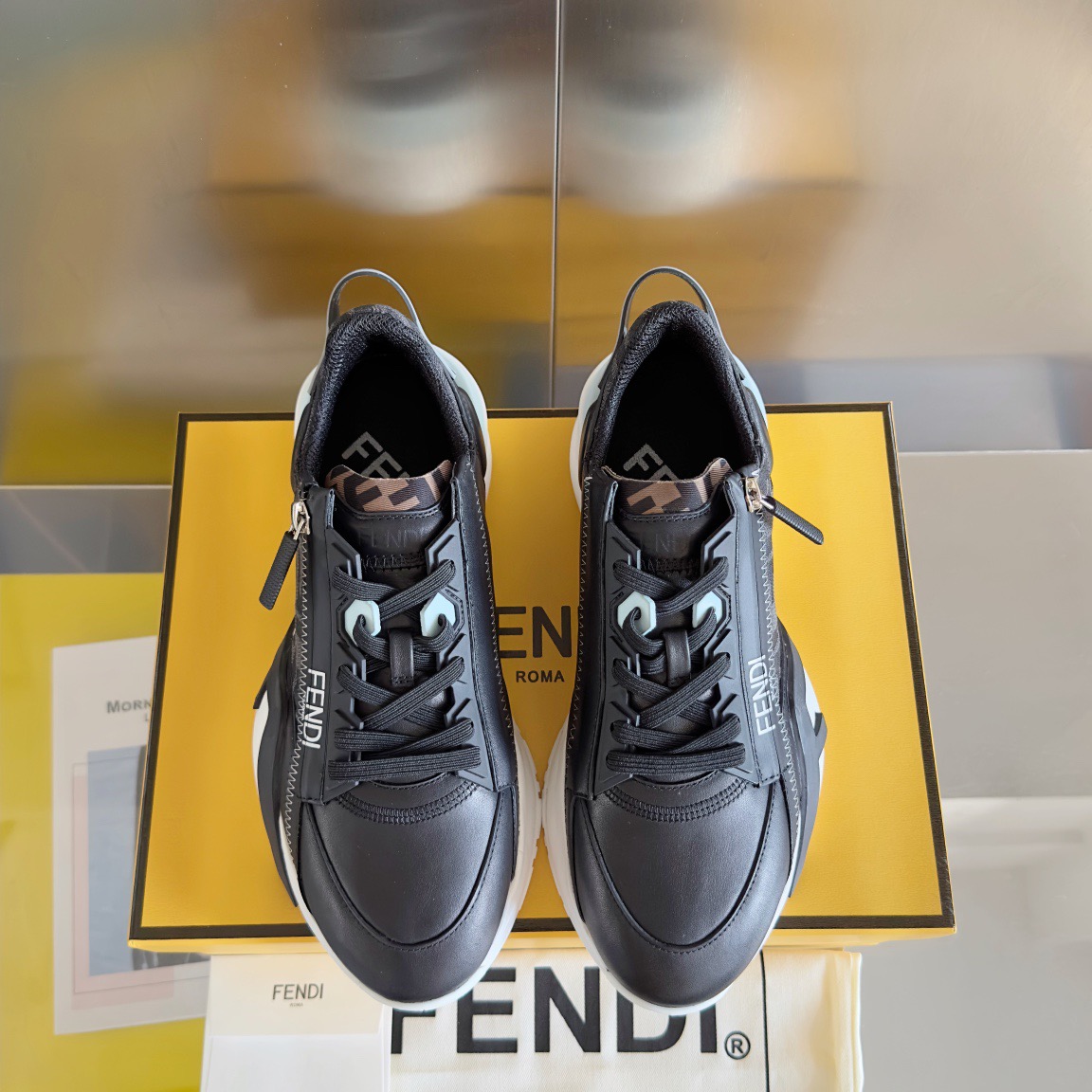 Fendi Style Black Leather Men's Shoes style reference detail image 7 from source 781747
