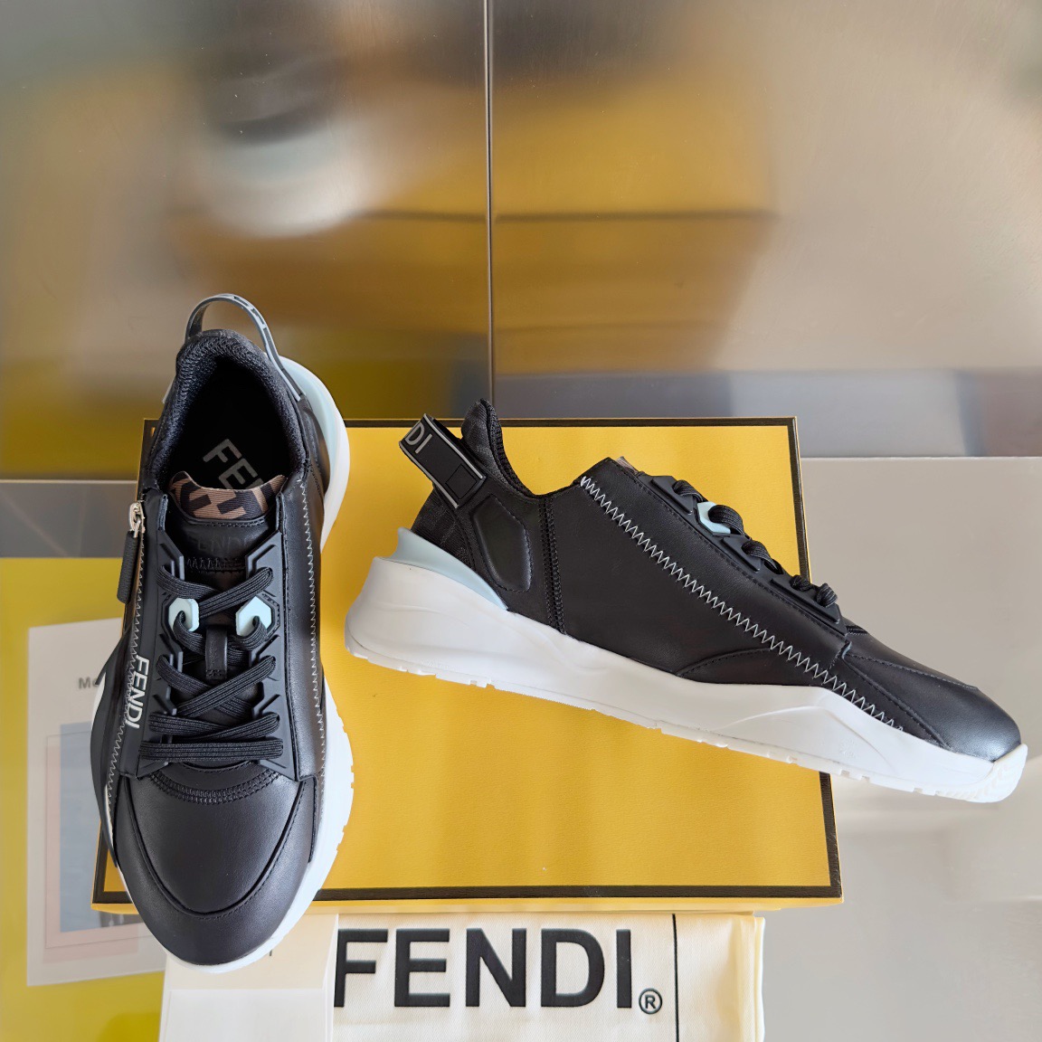 Fendi Style Black Leather Men's Shoes style reference detail image 3 from source 781747