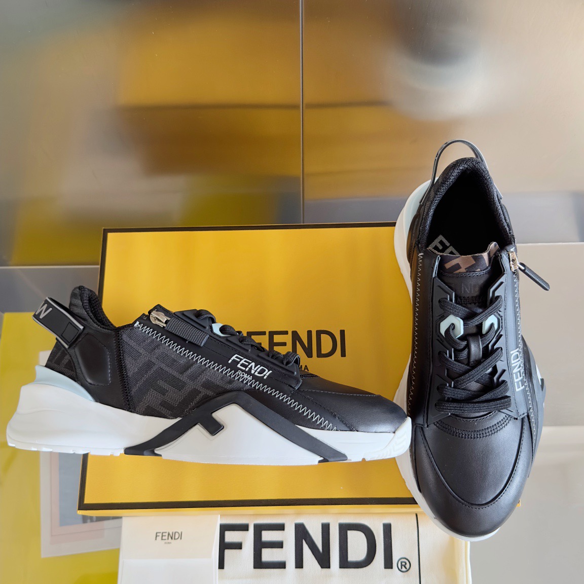 Fendi Style Black Leather Men's Shoes Lookbook Reference image 2