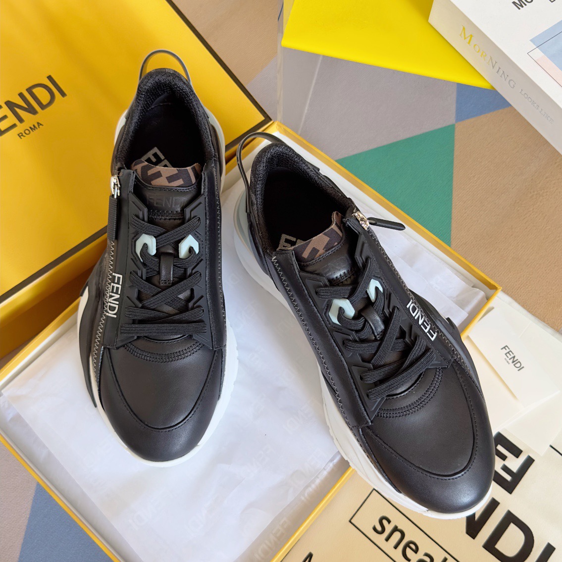 Fendi Style Black Leather Men's Shoes Lookbook Reference image 1