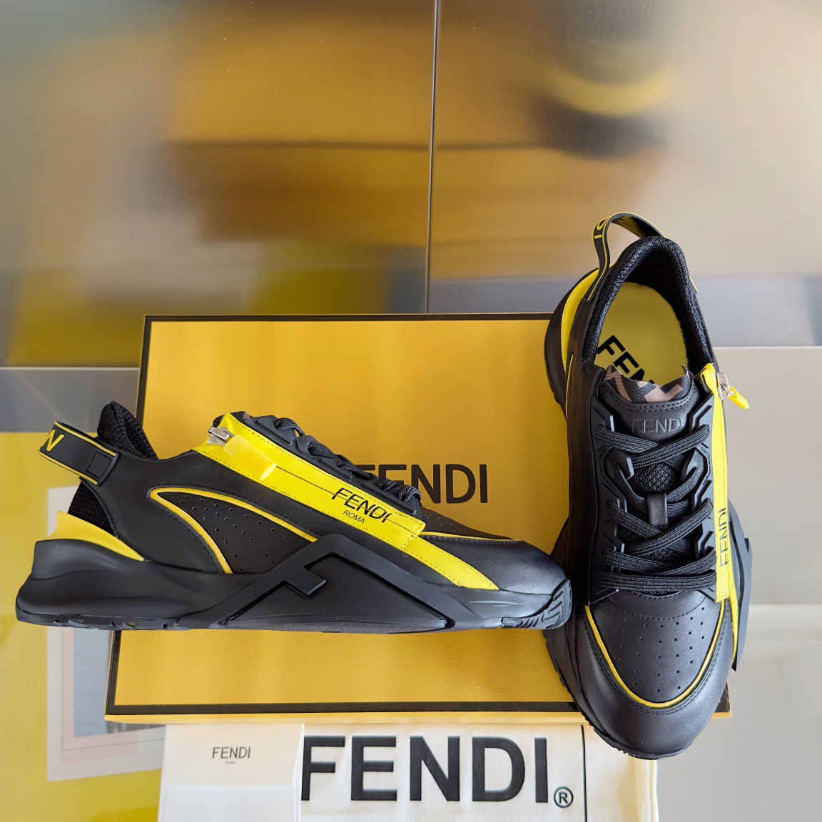 Fendi Style Black Leather Men's Shoes Lookbook Reference image 2