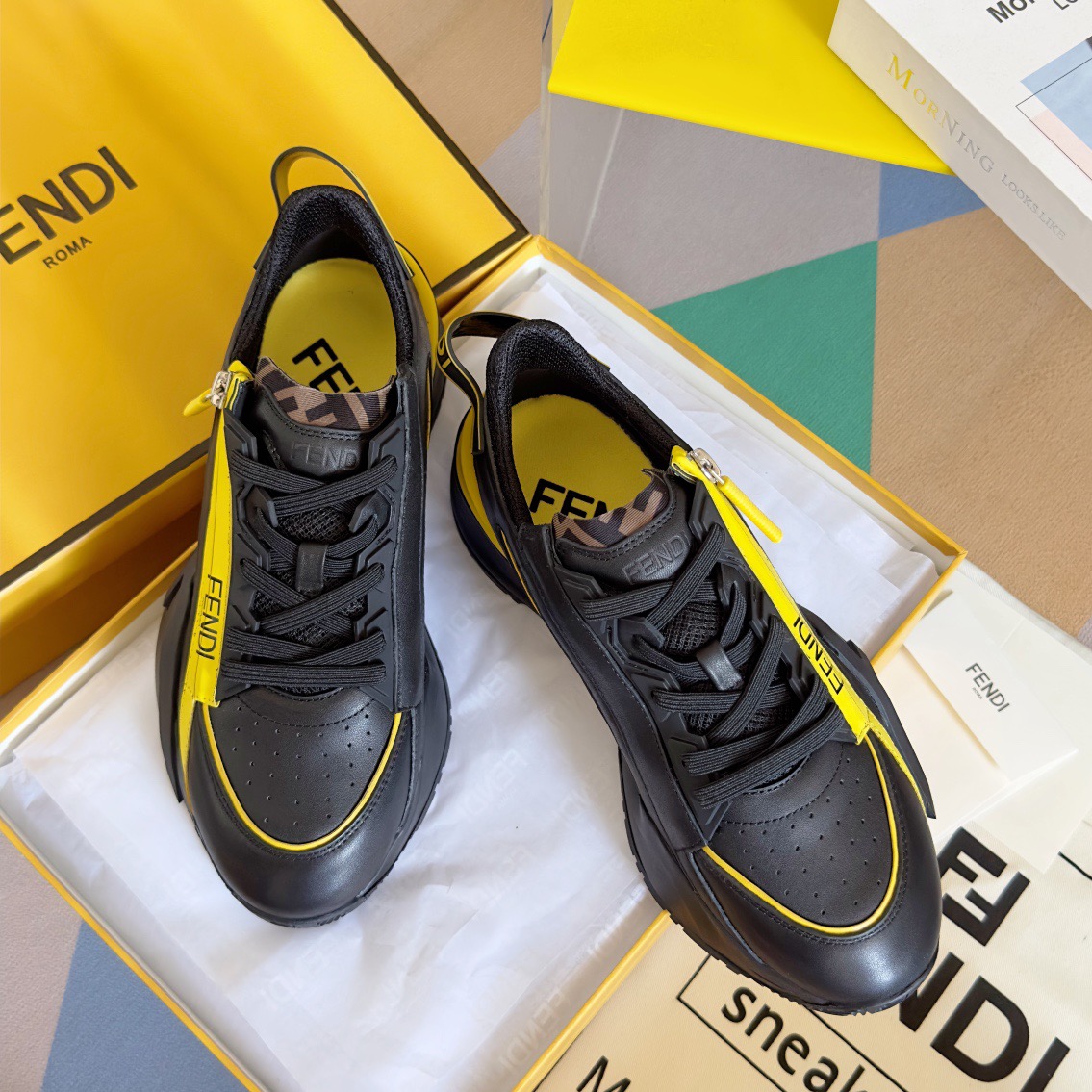 Fendi Style Black Leather Men's Shoes Lookbook Reference image 1