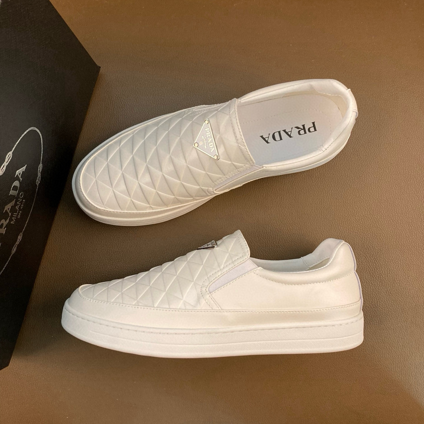 Prada Style White Leather Men's Shoes Men's Shoes Men's Shoes detail image 4 from source 767201