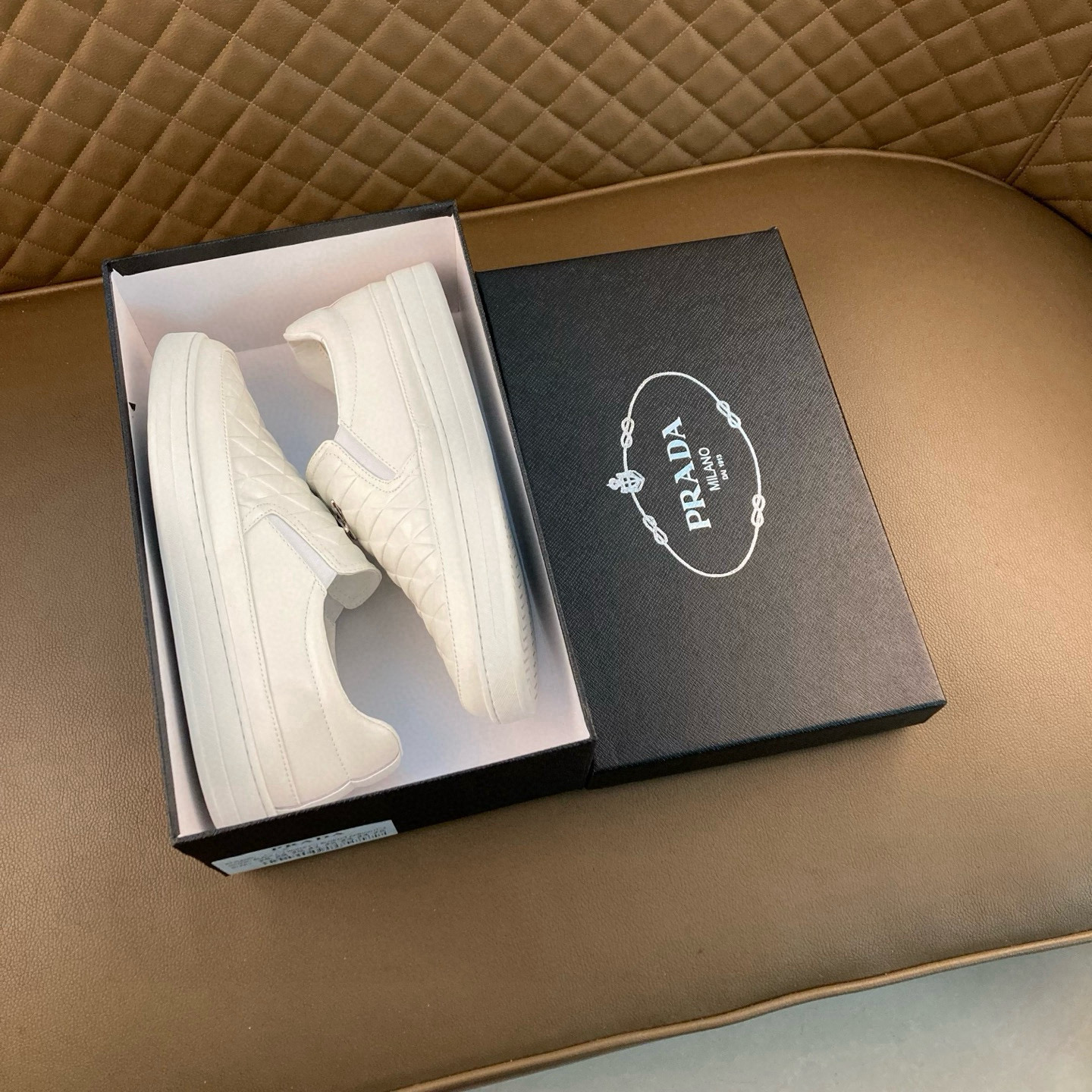 Prada Style White Leather Men's Shoes Lookbook Reference image 1