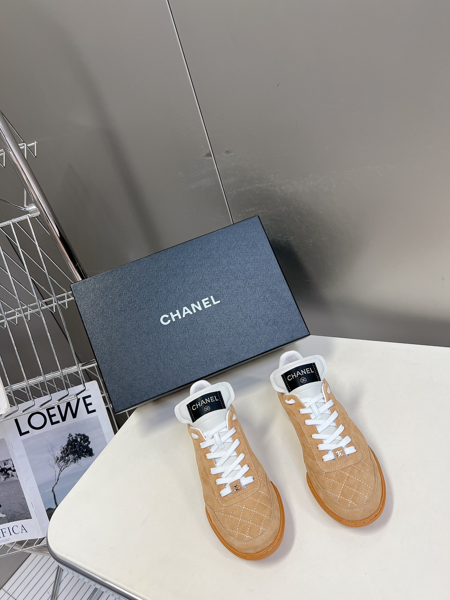 Chanel Shoes Sneakers Black White Women Lambskin Rubber Sheepskin Vintage Casual