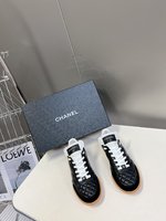 Sale
 Chanel Shoes Sneakers Black White Women Lambskin Rubber Sheepskin Vintage Casual