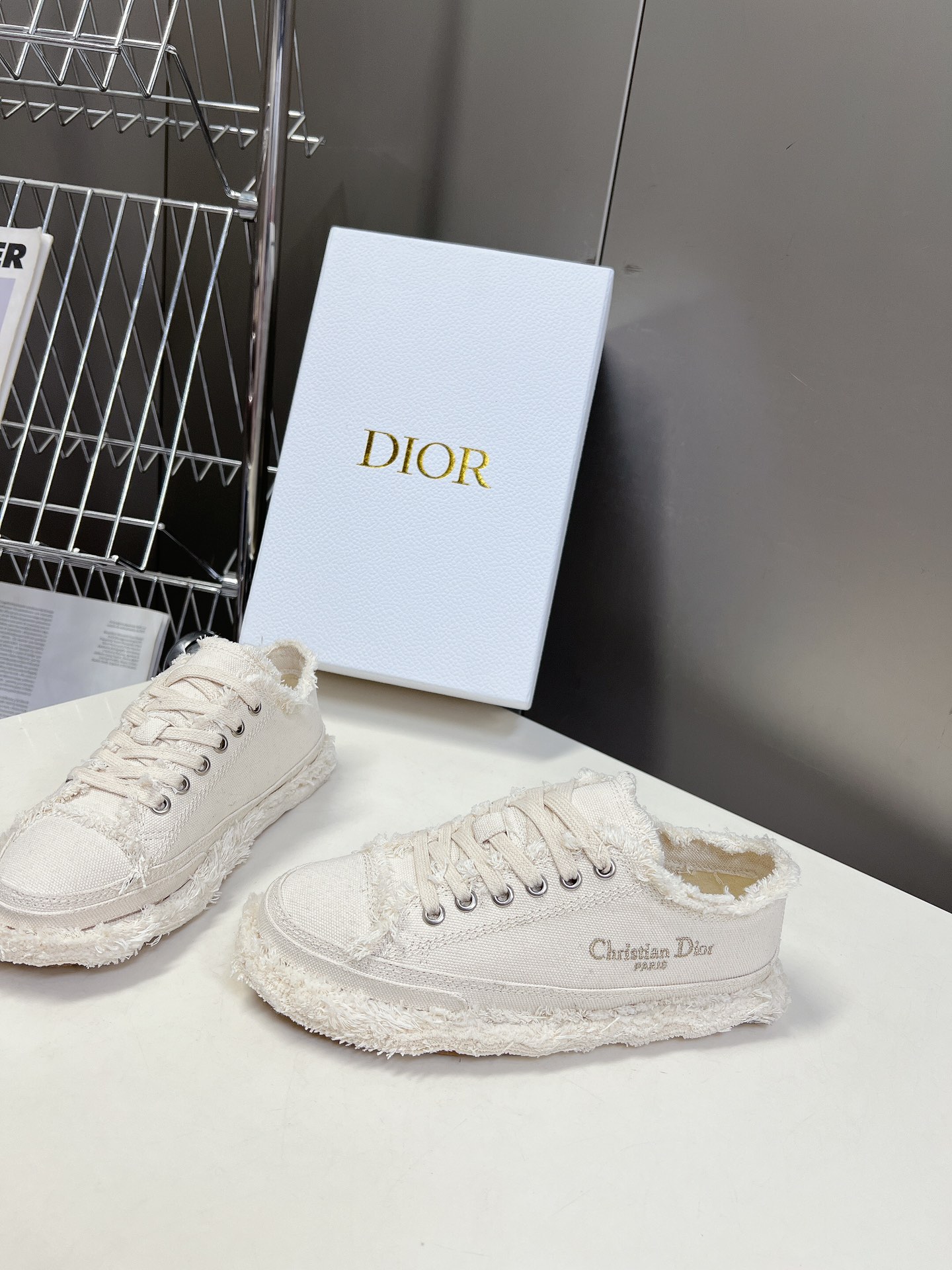 Dior Sneakers Canvas Shoes Embroidery Canvas Cotton Rubber Sheepskin Oblique Casual