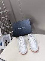 Chanel Skateboard Shoes Sneakers Casual Shoes White Cowhide Sheepskin Casual