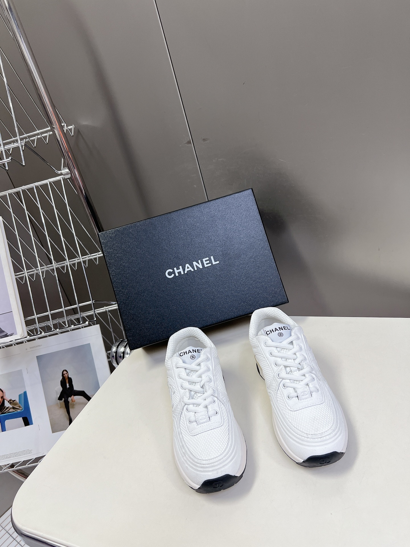 Chanel Shoes Sneakers Splicing Women Cowhide Spring Collection Casual