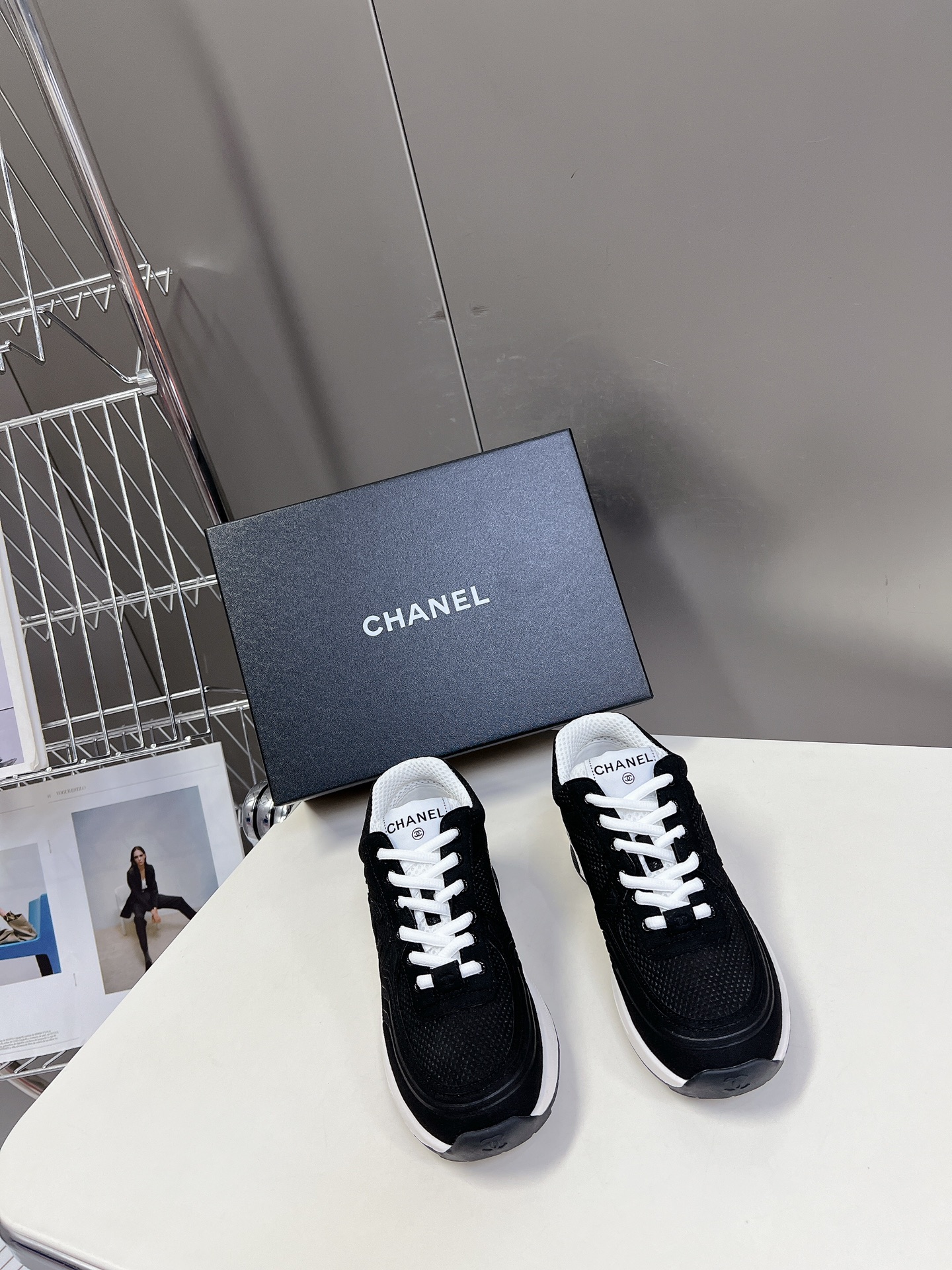 Chanel Store
 Shoes Sneakers High Quality Designer Replica
 Splicing Women Cowhide Spring Collection Casual