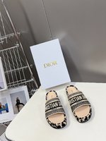 Dior Shoes Slippers 7 Star Collection
 Embroidery Cotton Cowhide