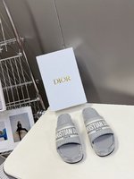 Dior Fake
 Shoes Slippers Embroidery Cotton Cowhide