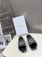 Best Luxury Replica
 Dior Shoes Slippers Embroidery Cotton Cowhide