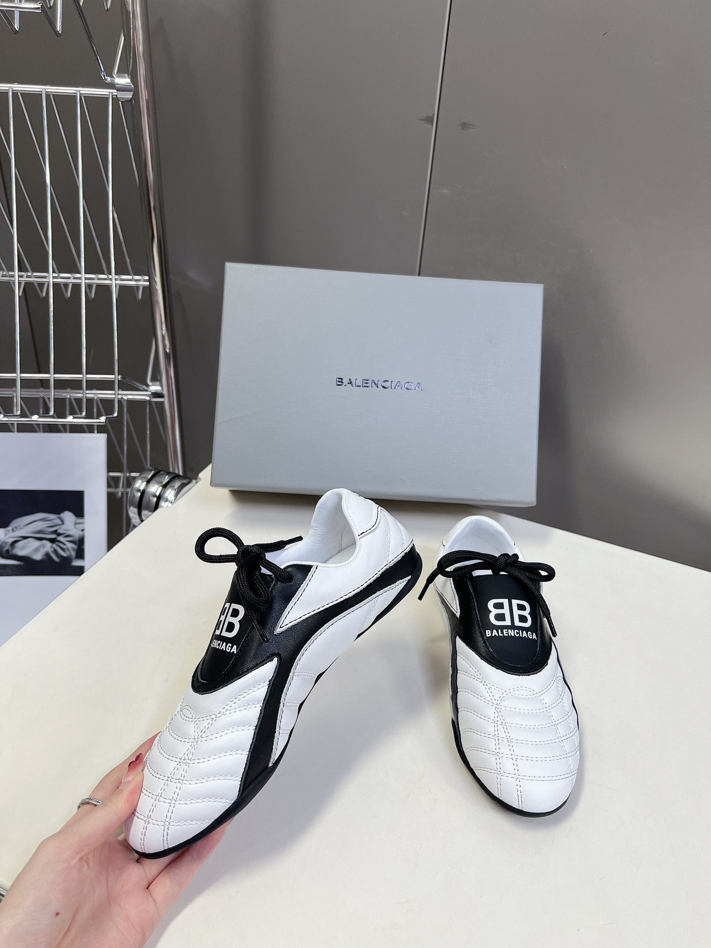 Balenciaga Sneakers Casual Shoes Fake Designer
 Black White Women Calfskin Cowhide Rubber Vintage Casual