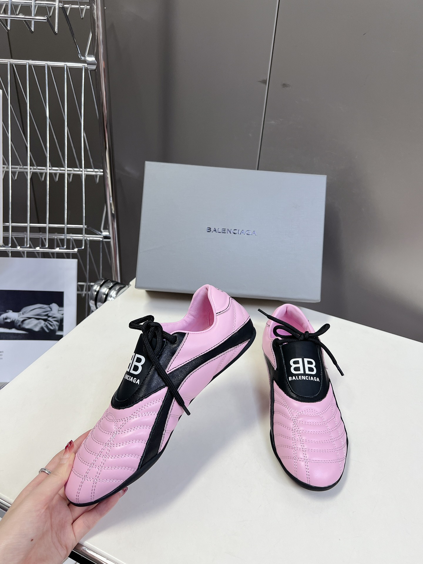 Balenciaga巴黎世家格纹棒球鞋休闲鞋原版购入开发做货巴黎家最新隐藏款网球鞋软菱格纹柔软小牛皮配搭