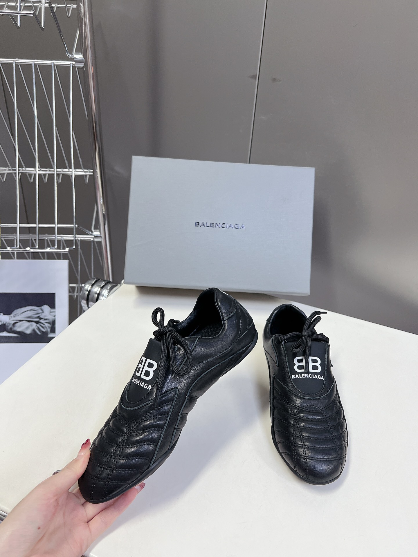 Balenciaga巴黎世家格纹棒球鞋休闲鞋原版购入开发做货巴黎家最新隐藏款网球鞋软菱格纹柔软小牛皮配搭