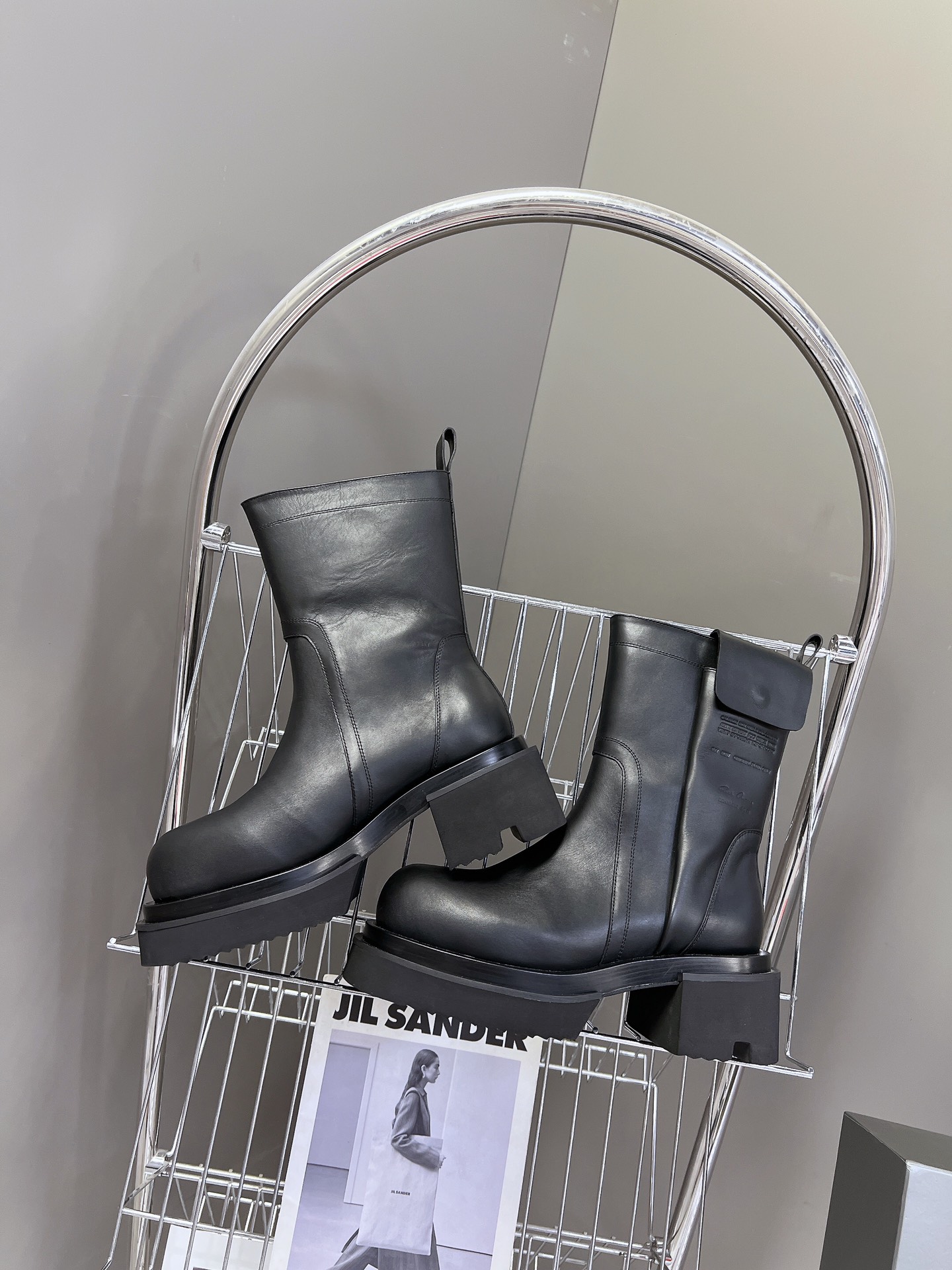 Rick Owens厚底 RO 欧文斯 口袋 机车靴 系列 黑色打蜡牛皮 暗黑系列 高阶风潮 ⚠️ 家族