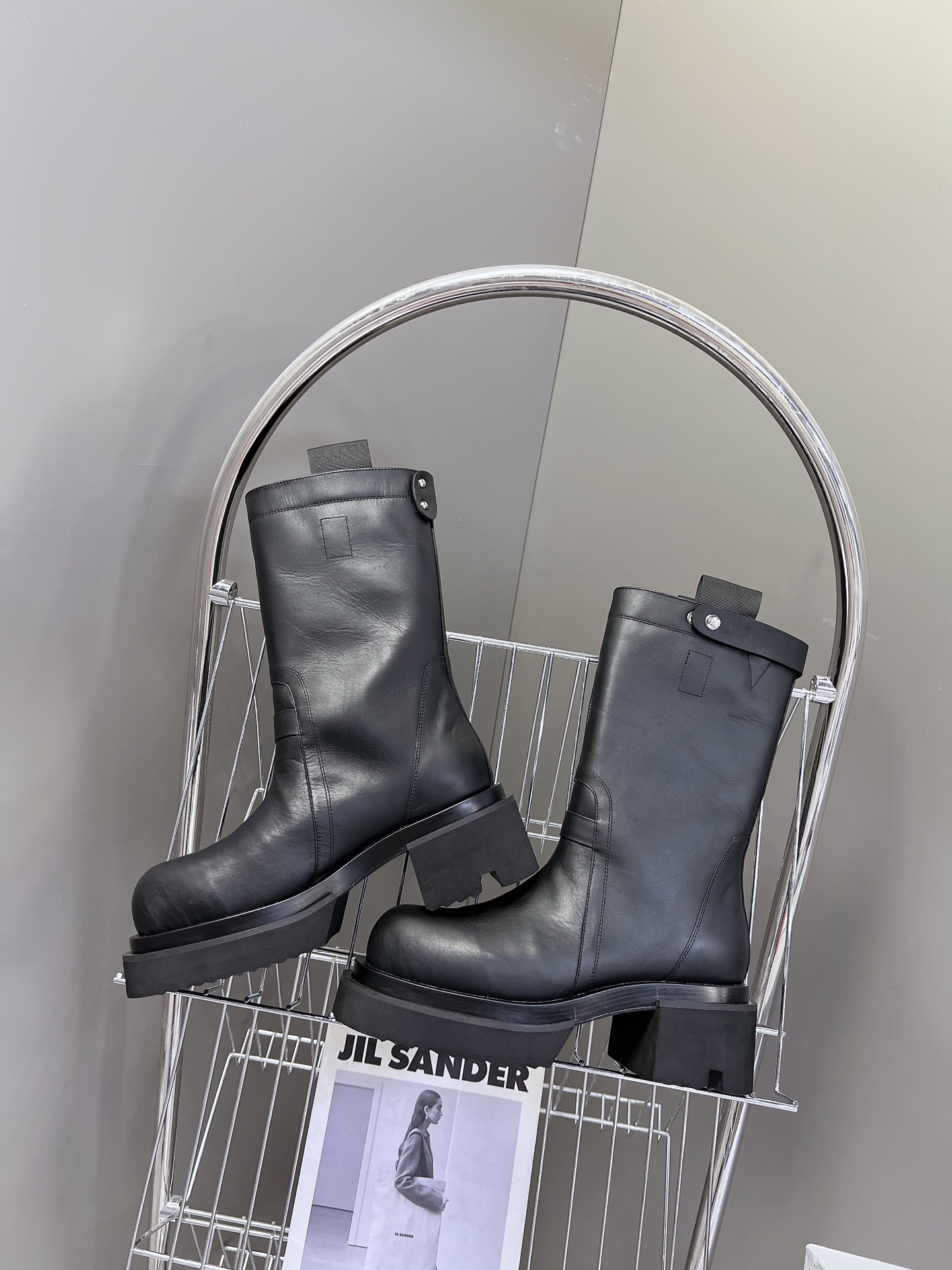 Rick Owens厚底 RO 欧文斯 牛仔钉 机车靴 系列 黑色打蜡牛皮 暗黑系列 高阶风潮 ⚠️ 家