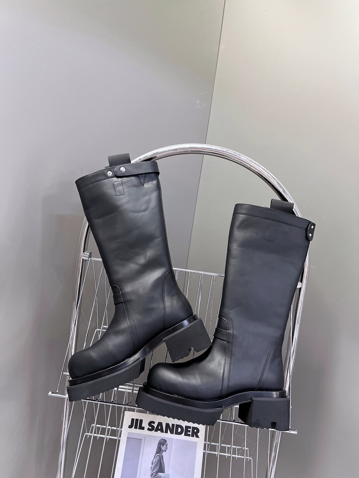 Rick Owens厚底 RO 欧文斯 牛仔钉 机车靴 系列 黑色打蜡牛皮 暗黑系列 高阶风潮 ⚠️ 家