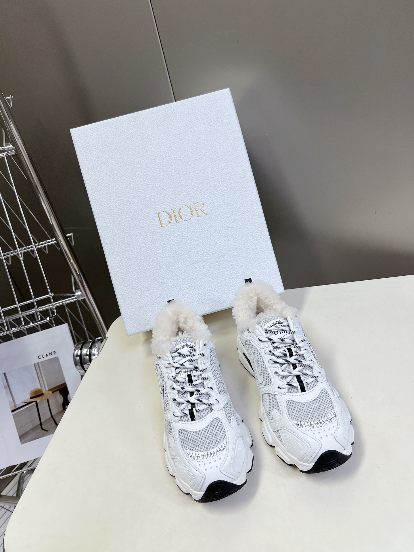 Dior Shoes Sneakers Splicing Cowhide Gauze Wool Casual