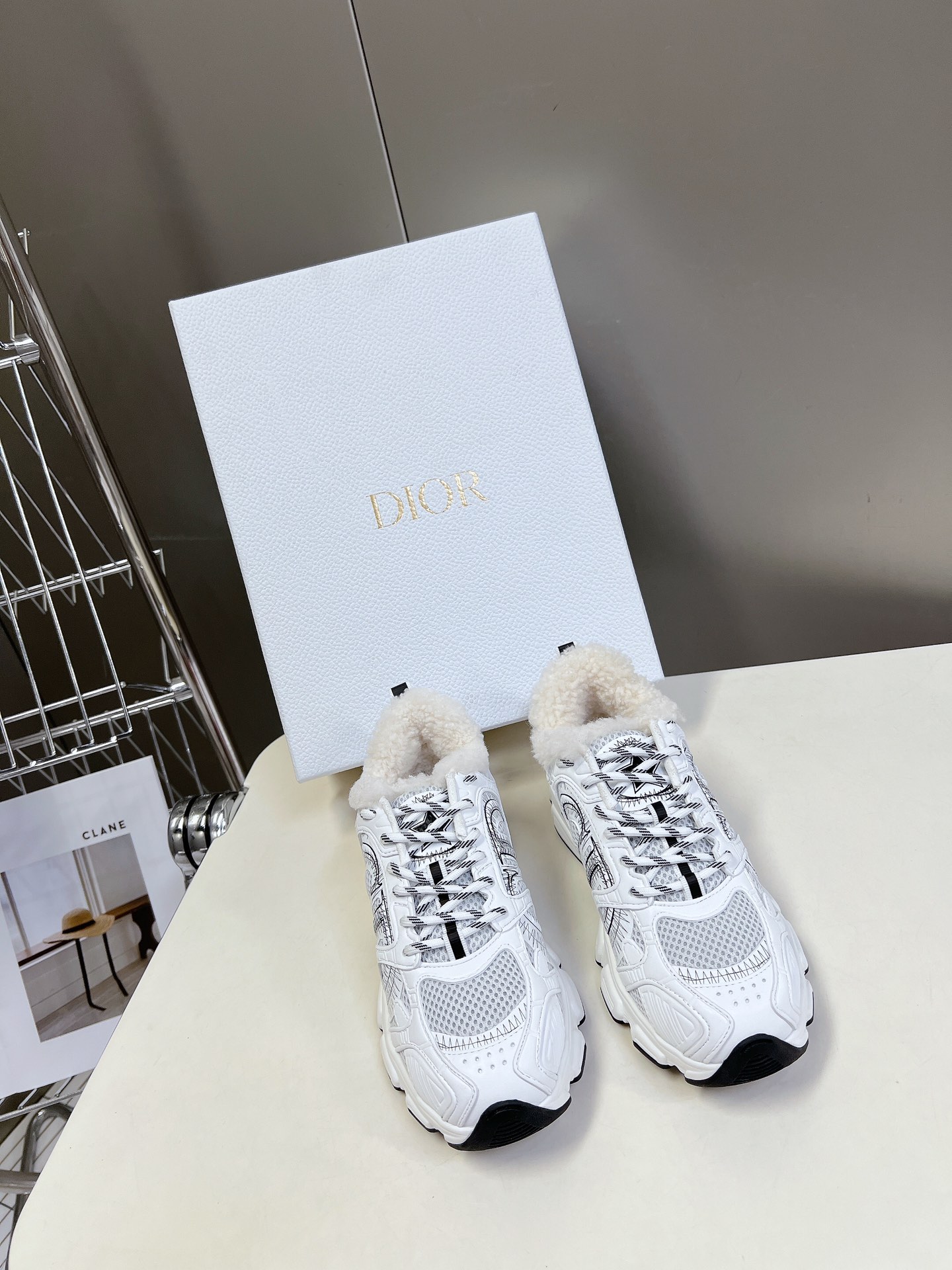 Dior Shoes Sneakers Splicing Cowhide Gauze Wool Casual