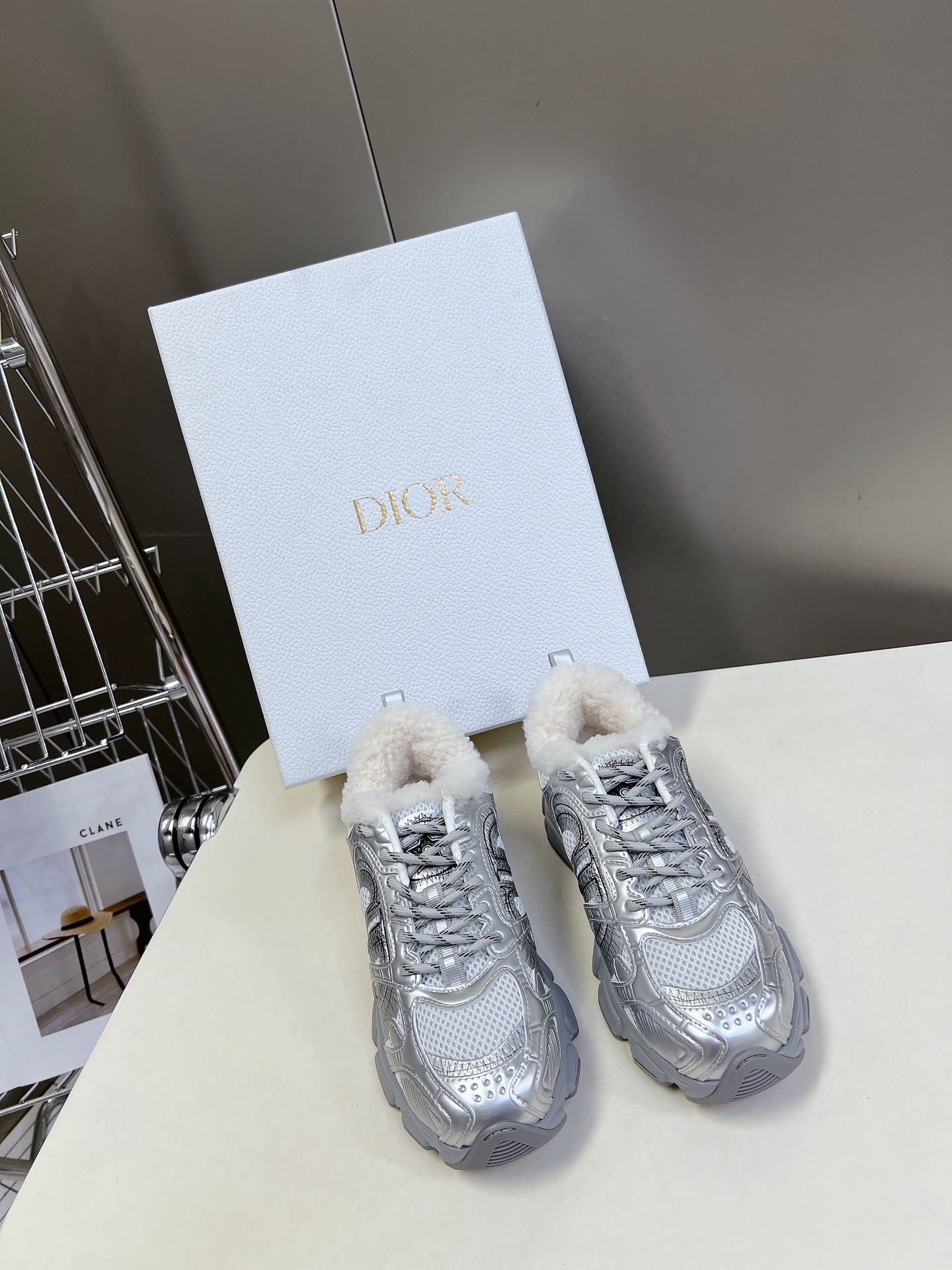 Dior Shoes Sneakers Splicing Cowhide Gauze Wool Casual