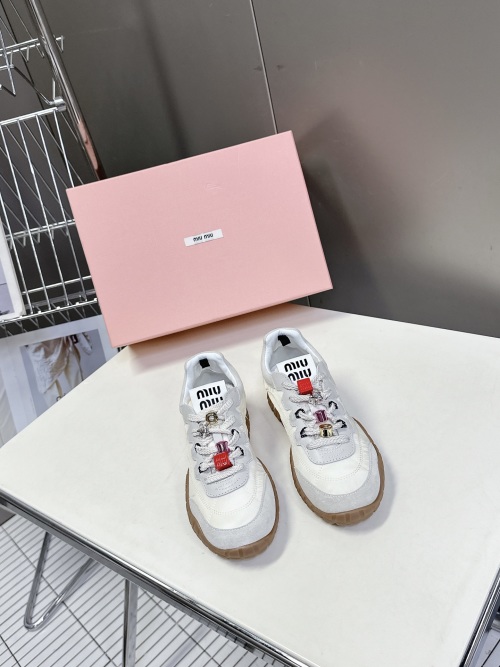 Miu Miu Women's Spring/Summer Runway Sneakers Lace-up, Casual, Comfortable 1 Miu Miu Women's Spring/Summer Runway Sneakers Lace-up, Casual, Comfortable