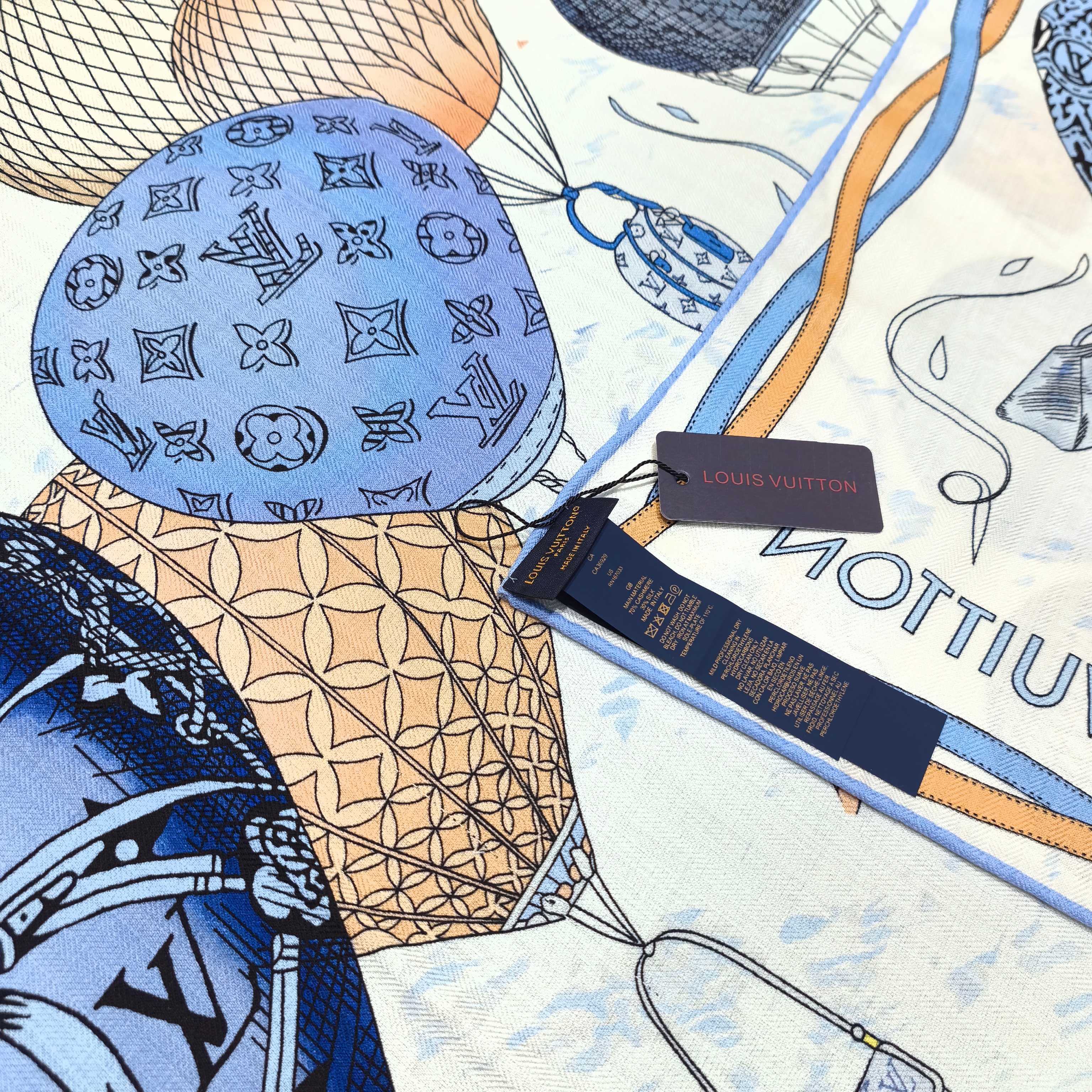 LV《土耳其热气球》140*140，双面同色，70%羊绒➕30%真丝，四色土耳其从赫拉波利斯山坡上流淌下