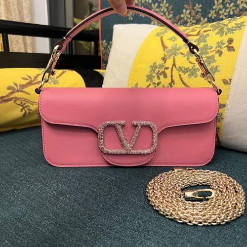 Valentino Garavani Mini Locò Pink Leather Shoulder Bag with Crystals 1 Valentino Garavani Mini Locò Pink Leather Shoulder Bag with Crystals