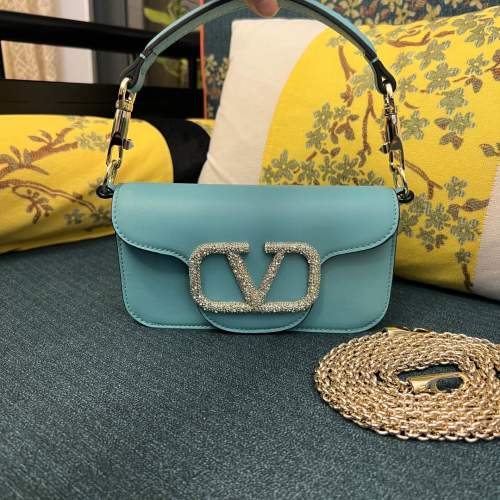 Valentino Garavani Mini Locò Turquoise Leather Crystal Embellished Shoulder Bag 1 Valentino Garavani Mini Locò Turquoise Leather Crystal Embellished Shoulder Bag