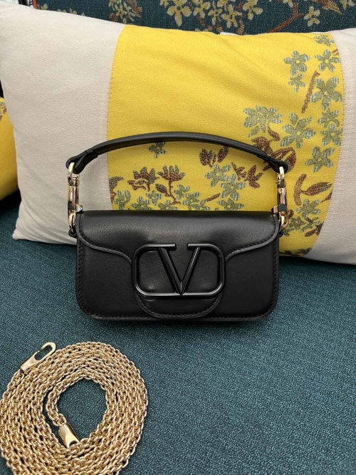 Garavani MINI LOCÒ Black Leather Handbag with VLogo Signature 1 Garavani MINI LOCÒ Black Leather Handbag with VLogo Signature