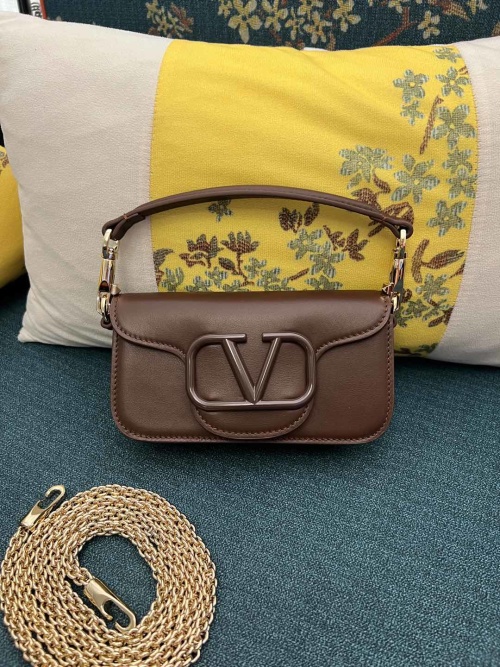Valentino Garavani Mini Locò Calfskin Bag with VLogo Signature, Brown 1 Valentino Garavani Mini Locò Calfskin Bag with VLogo Signature, Brown