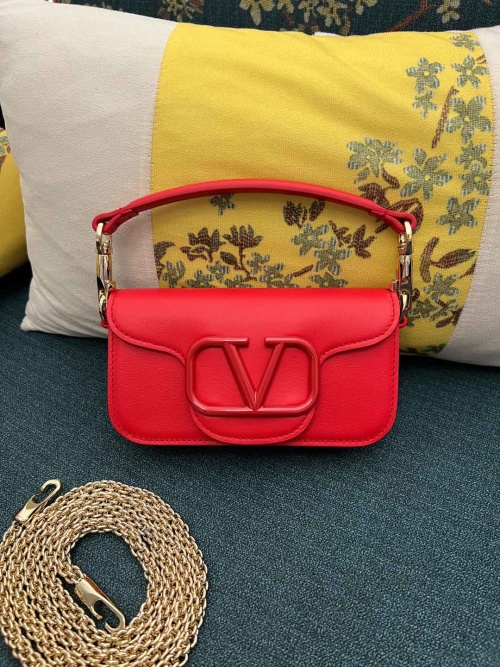 Valentino Garavani Mini Locò Red Leather Bag with VLogo Signature 1 Valentino Garavani Mini Locò Red Leather Bag with VLogo Signature
