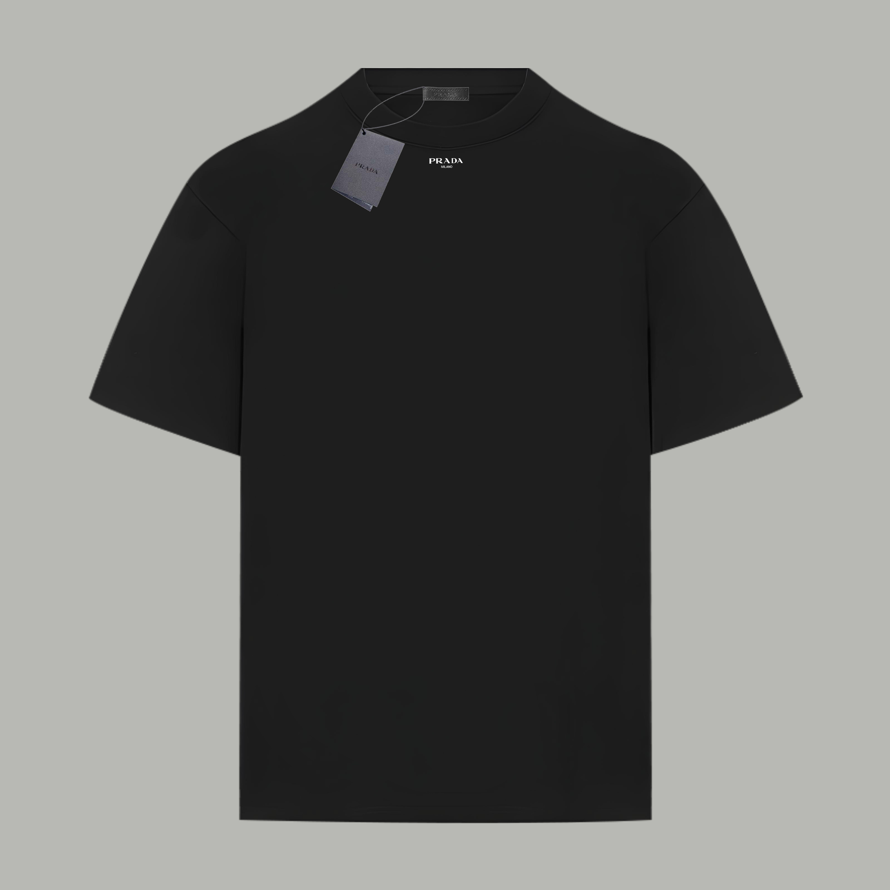 Prada/普拉达 《官网同款硅胶小字母》 双纱纯棉短袖
-【280G双纱纯棉顶级面料 手感柔软