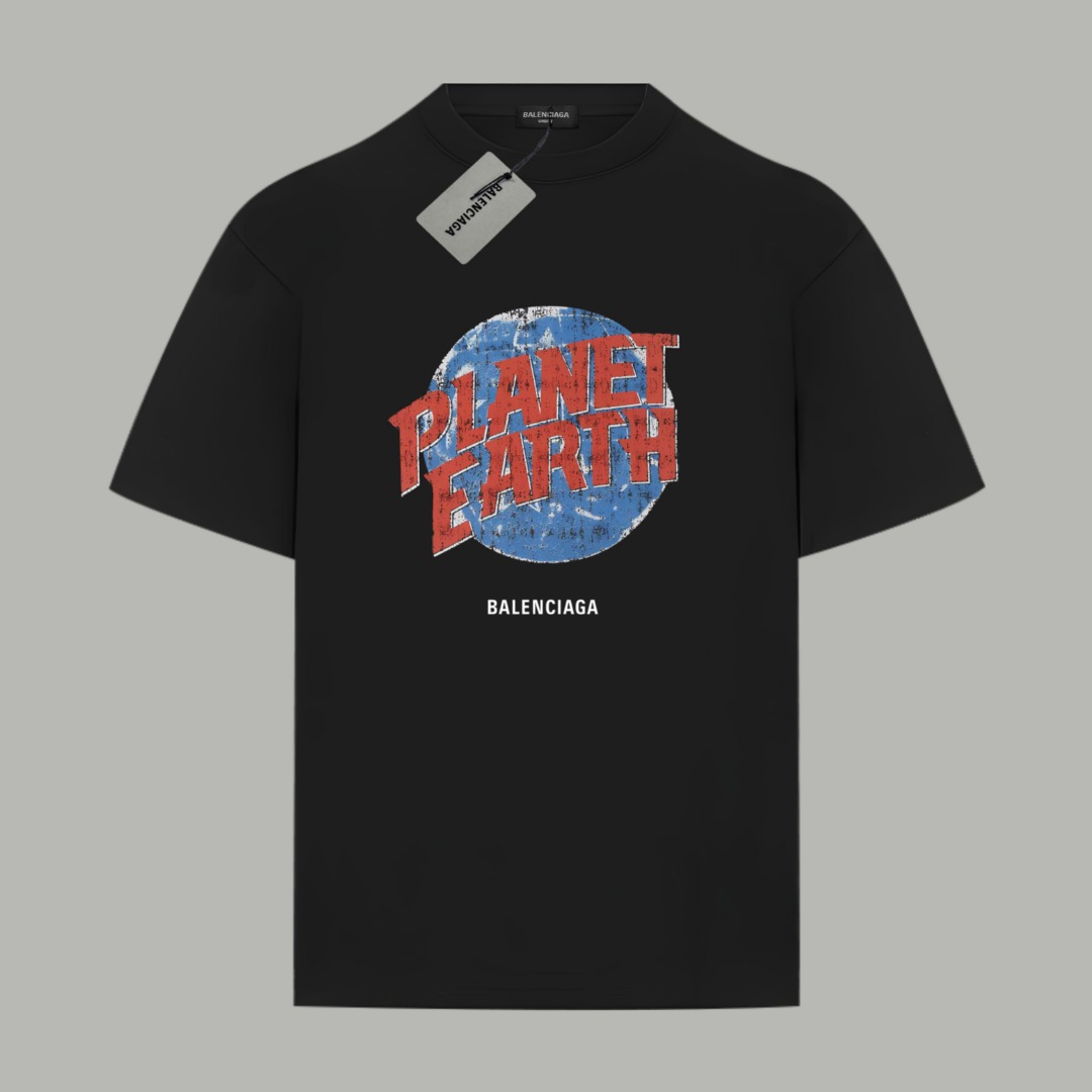 Balenciaga BALENCIAGA/巴黎世家《 地球字母》 印花双纱纯棉短袖