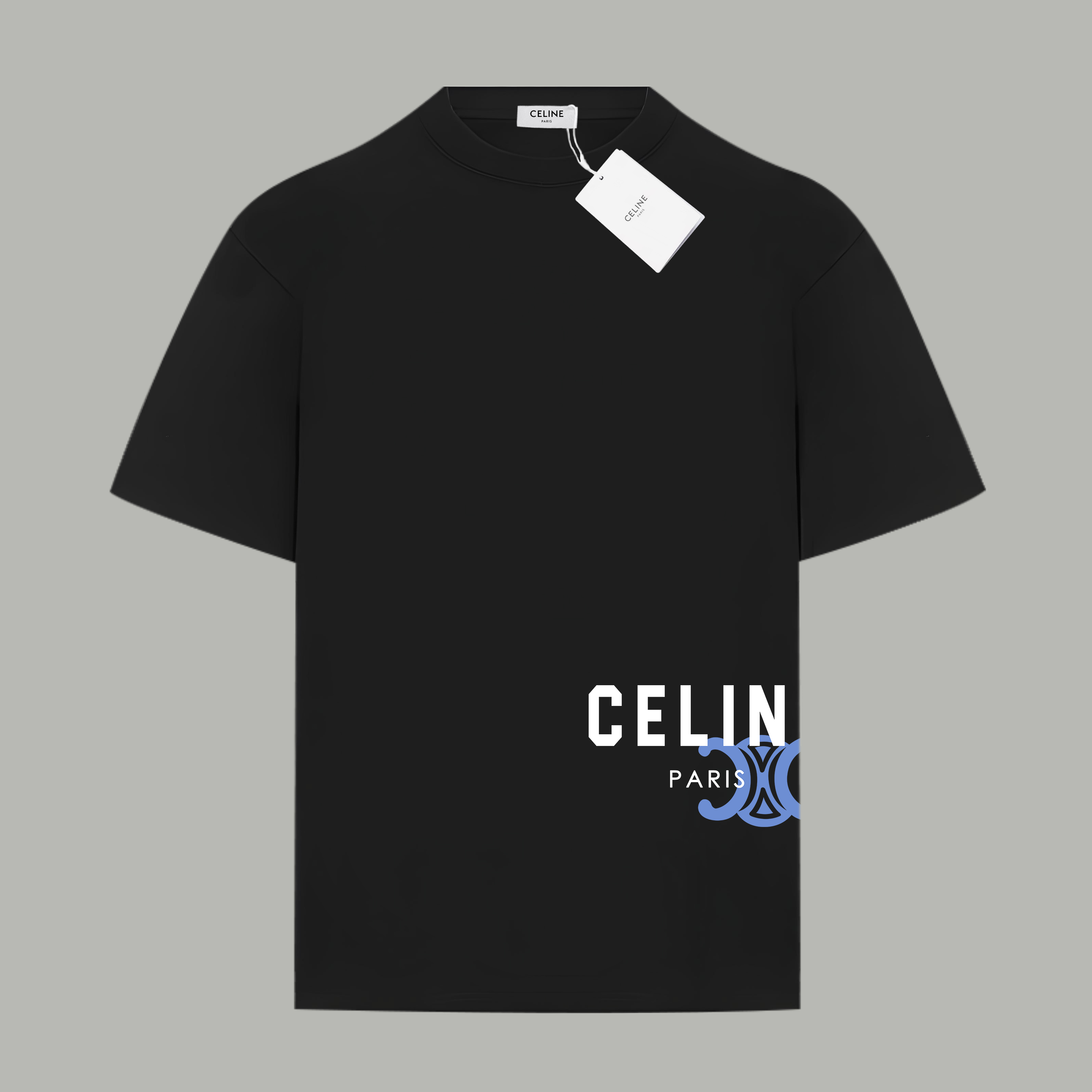 Celine Celine/ 赛琳《 秀款限定logo字母前后拼接》 印花双纱纯棉短袖