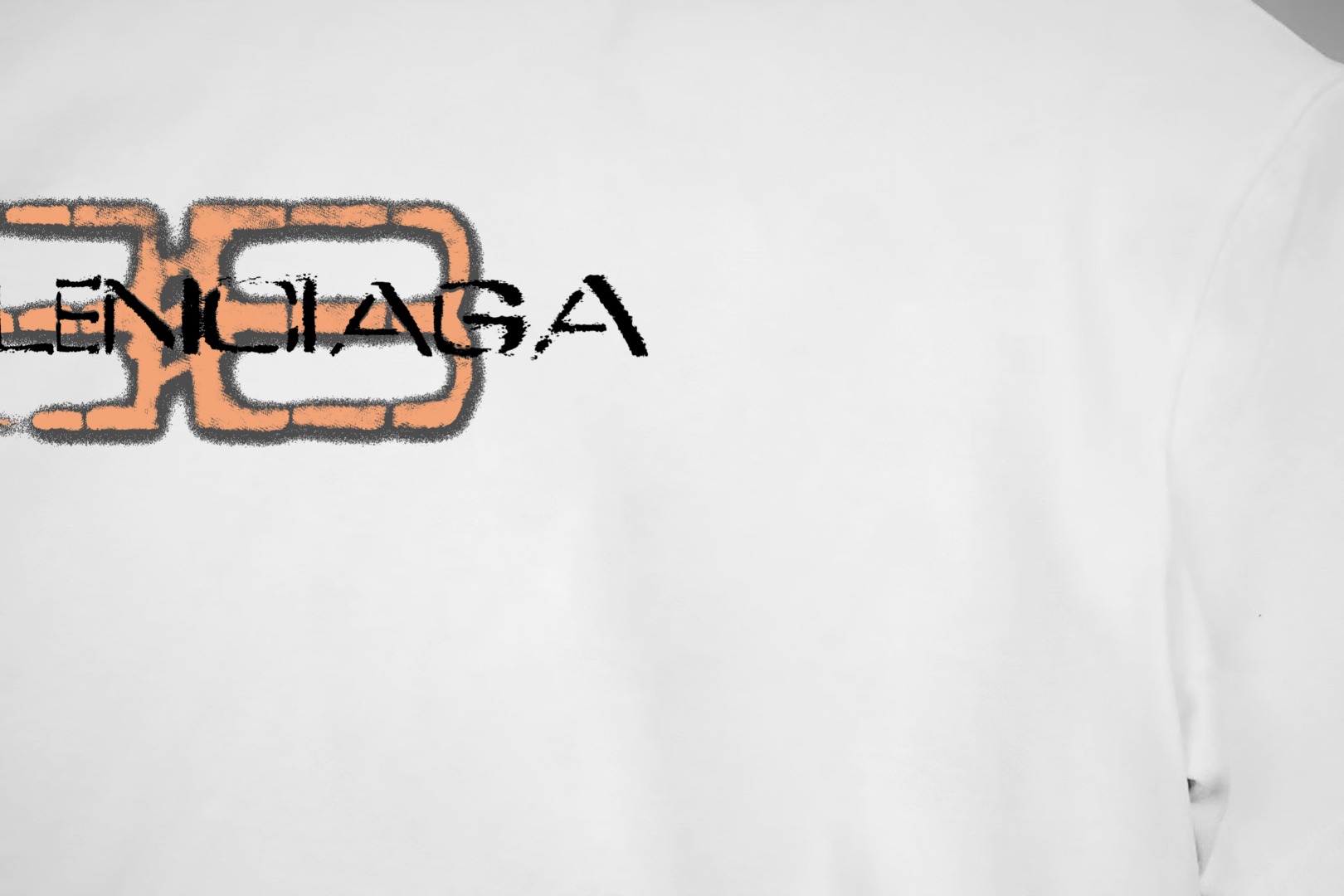 Balenciaga BALENCIAGA/巴黎世家《 双B破损logo字母》 印花双纱纯棉短袖