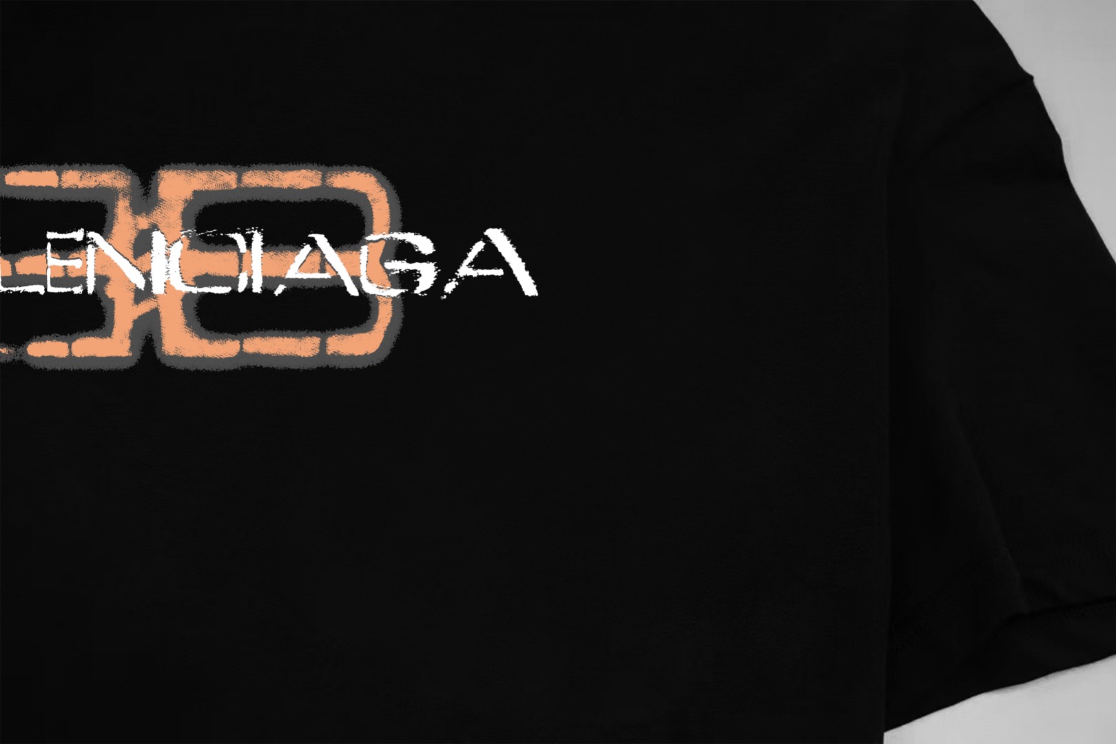 Balenciaga BALENCIAGA/巴黎世家《 双B破损logo字母》 印花双纱纯棉短袖
