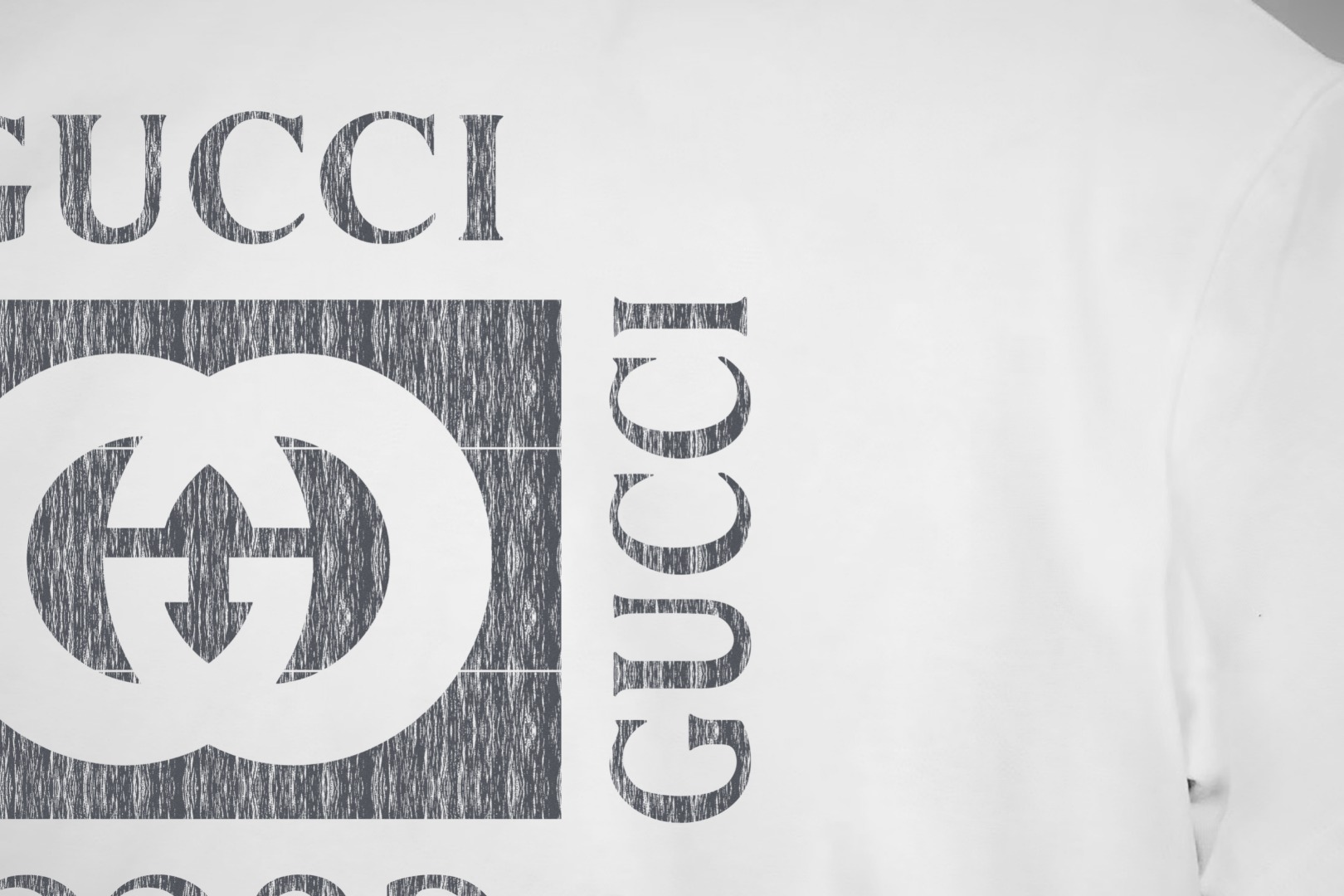Gucci gucci/古驰《 限定破损logo字母》 印花双纱纯棉短袖