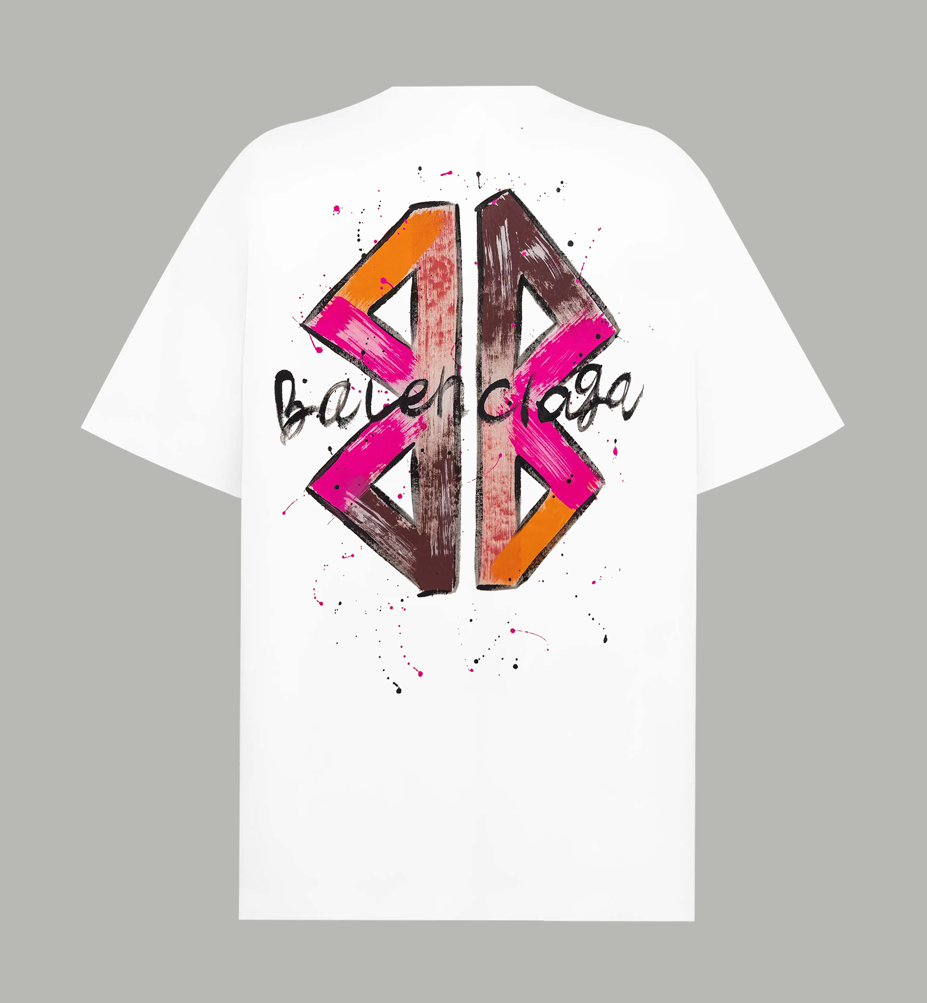 Balenciaga BALENCIAGA/巴黎世家《 涂鸦双B泼墨logo字母》 印花双纱纯棉短袖