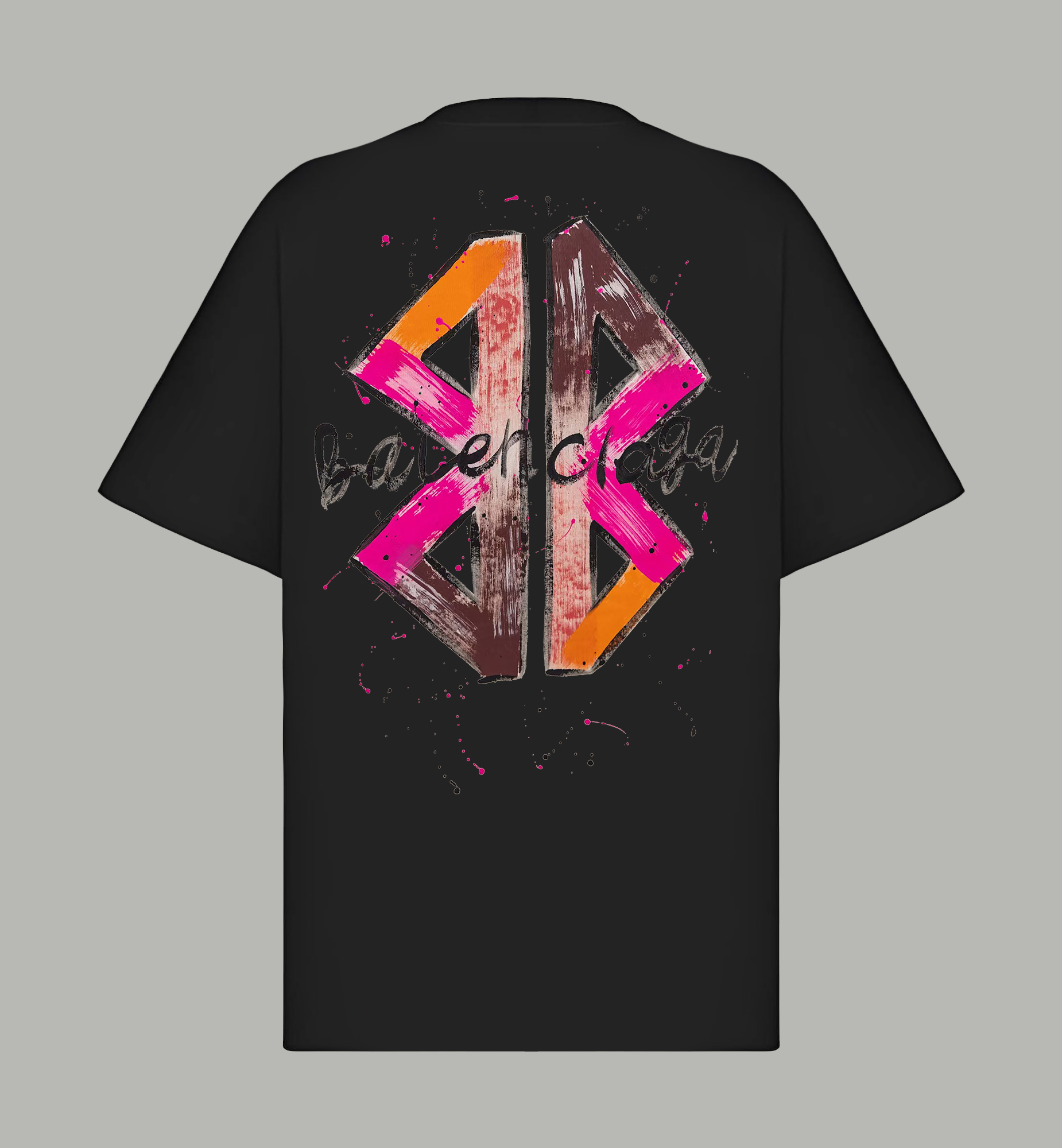 Balenciaga BALENCIAGA/巴黎世家《 涂鸦双B泼墨logo字母》 印花双纱纯棉短袖