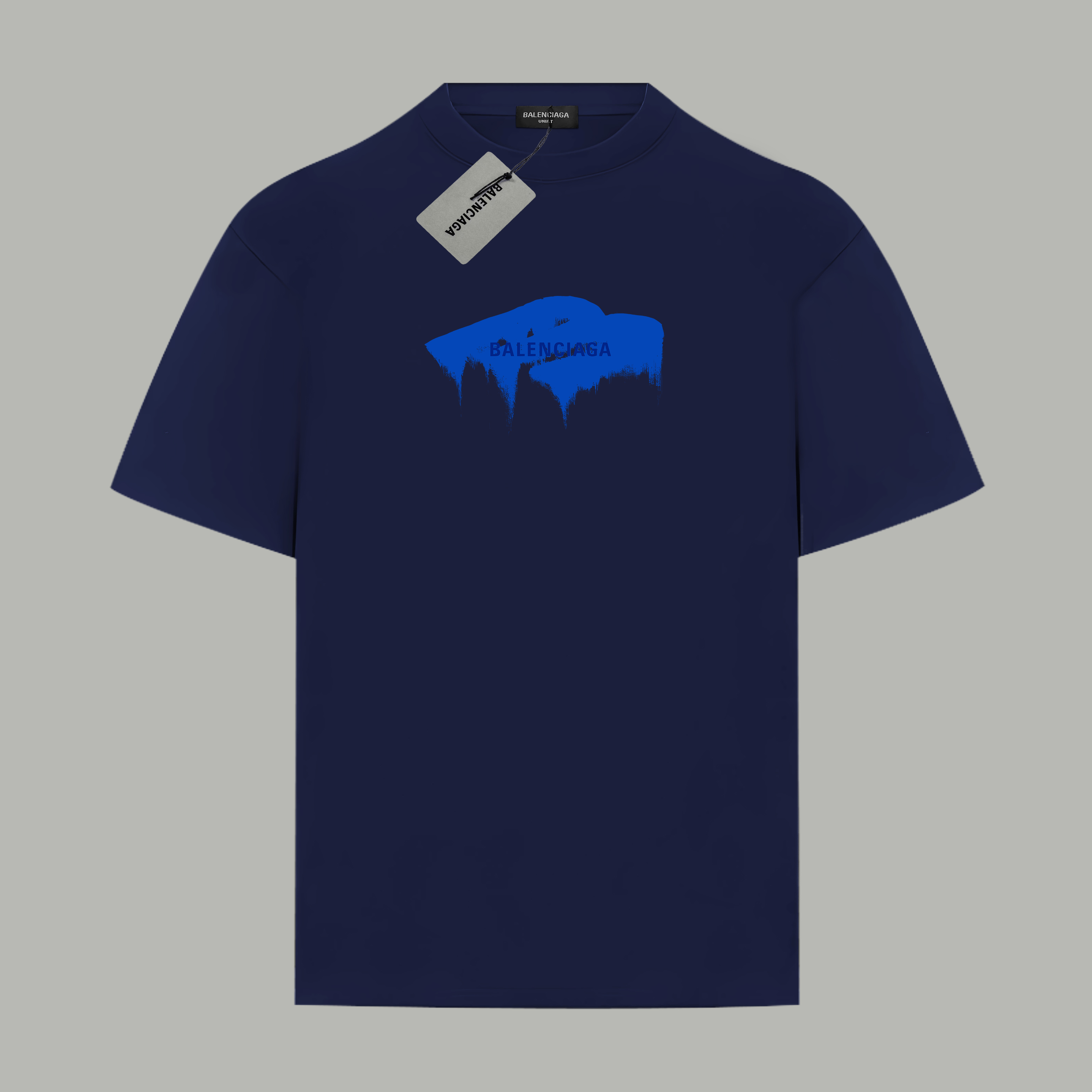 Balenciaga BALENCIAGA/巴黎世家《 涂鸦蓝色logo字母》 印花双纱纯棉短袖