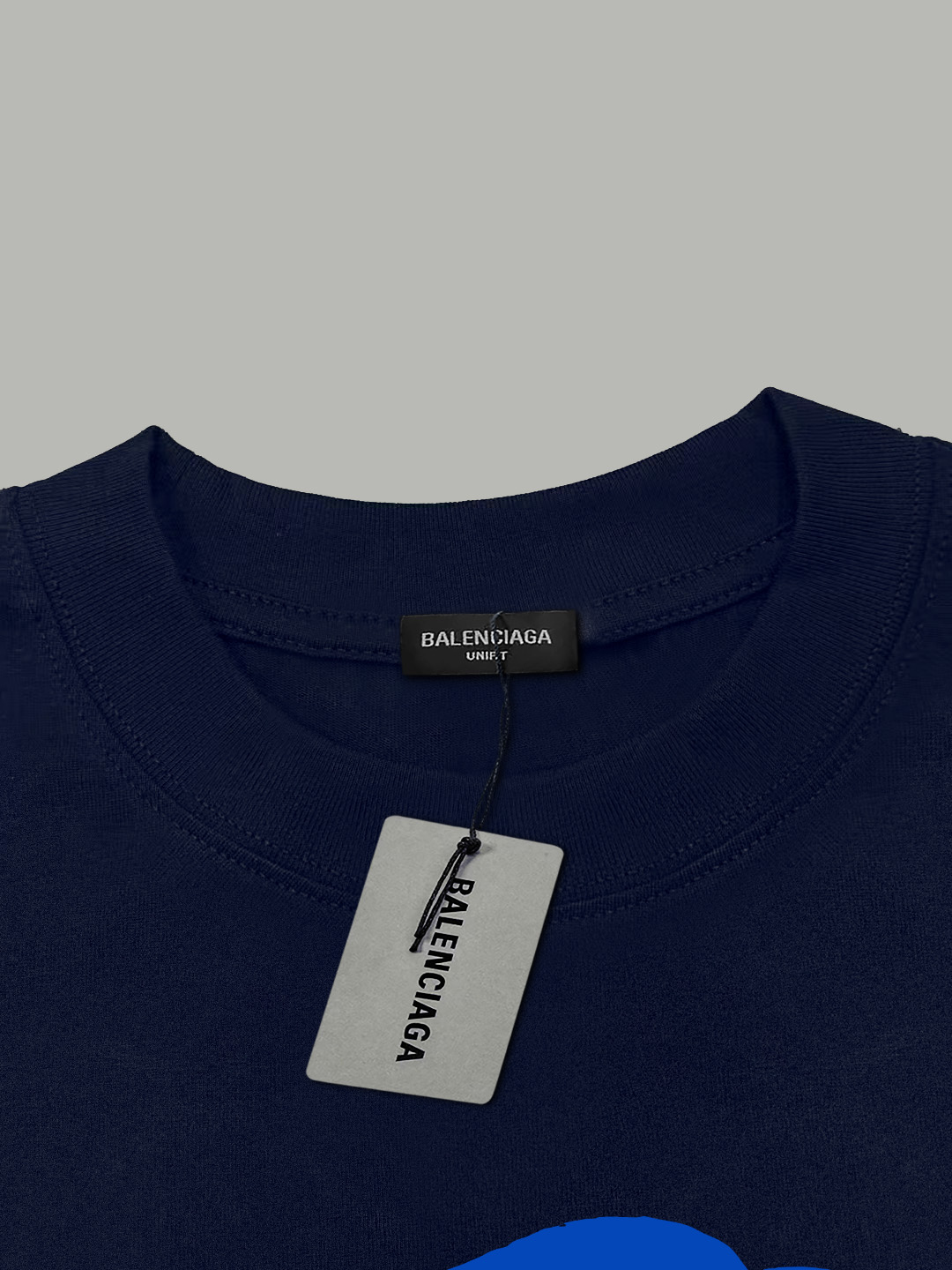 Balenciaga BALENCIAGA/巴黎世家《 涂鸦蓝色logo字母》 印花双纱纯棉短袖