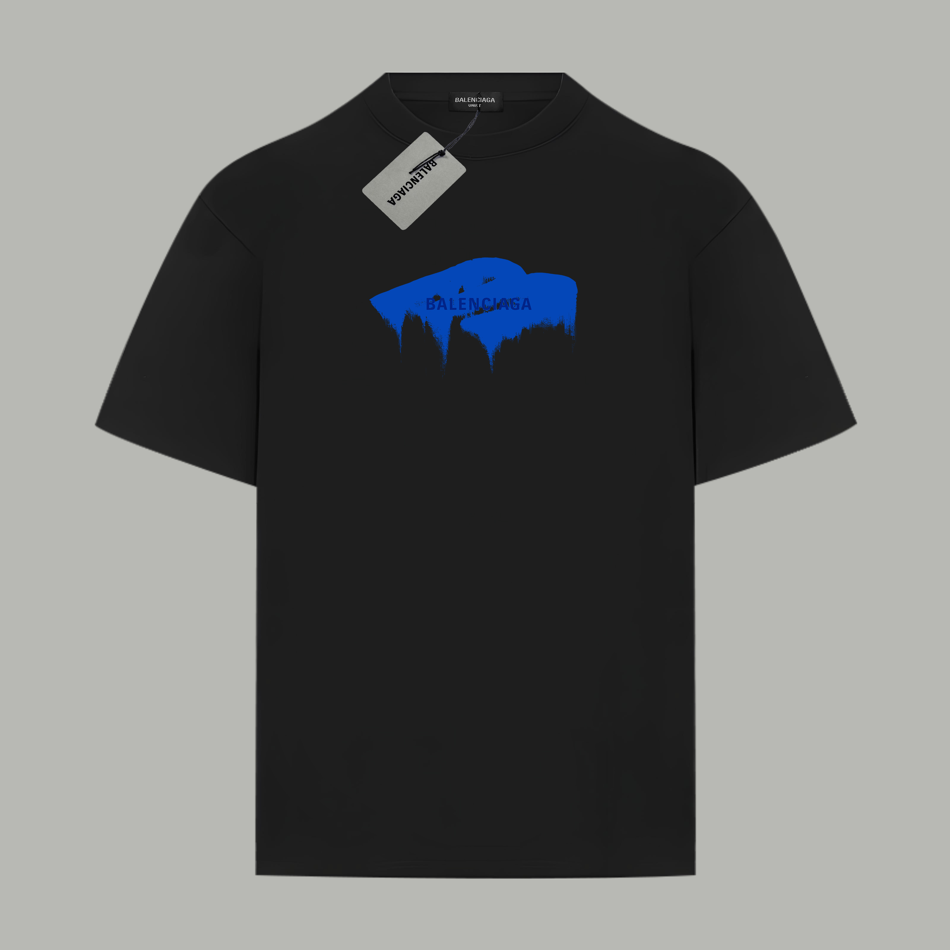 Balenciaga BALENCIAGA/巴黎世家《 涂鸦蓝色logo字母》 印花双纱纯棉短袖