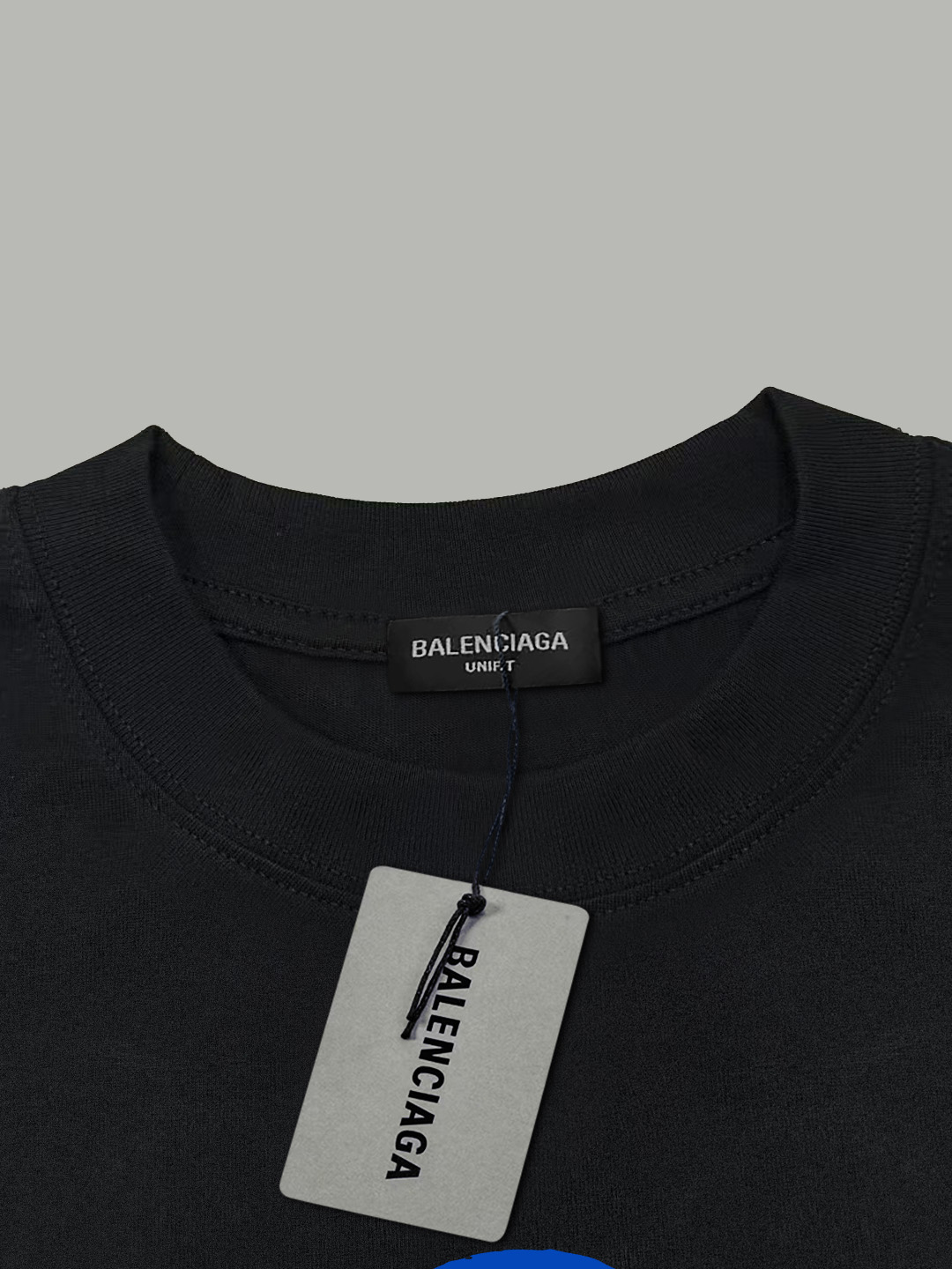 Balenciaga BALENCIAGA/巴黎世家《 涂鸦蓝色logo字母》 印花双纱纯棉短袖