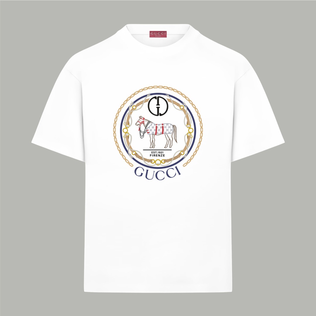 Gucci gucci/古驰《 马年限定logo字母》 印花双纱纯棉短袖