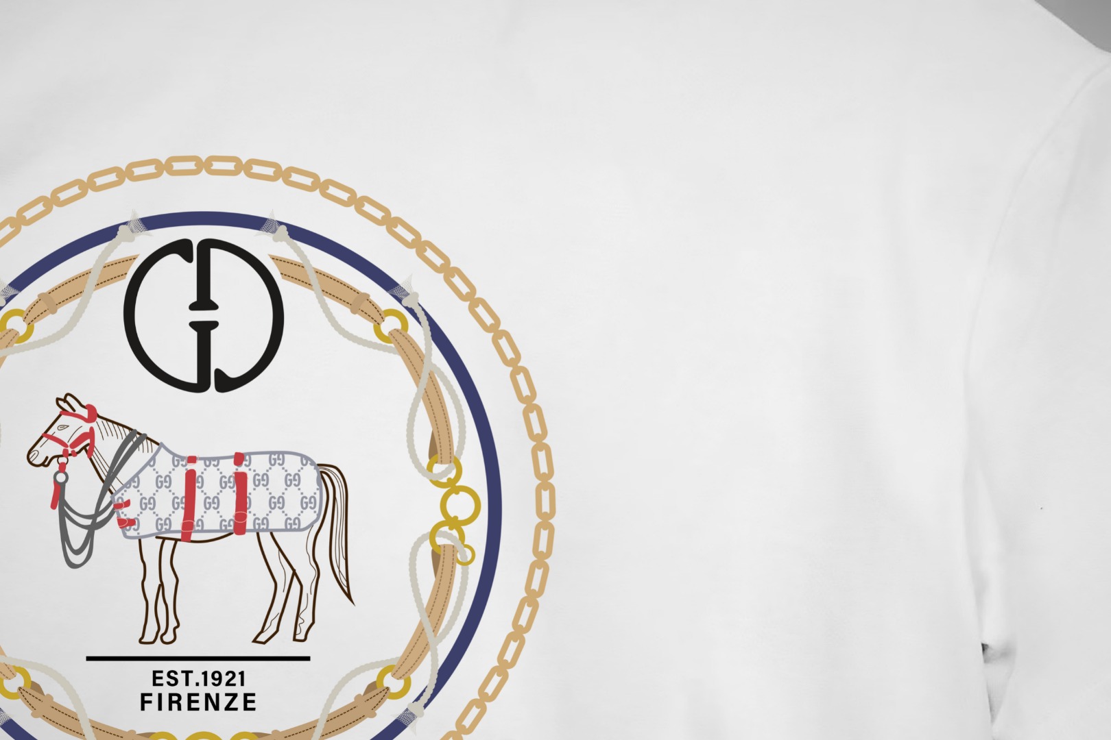 Gucci gucci/古驰《 马年限定logo字母》 印花双纱纯棉短袖